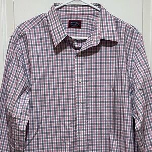 UNTUCKit Mens Large Pink Navy Plaid Business Casual Preppy Y2K Button Down Shirt